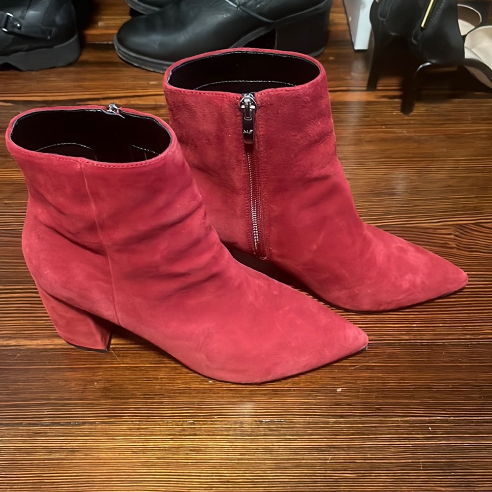 Marc Fisher Red Suede Booties